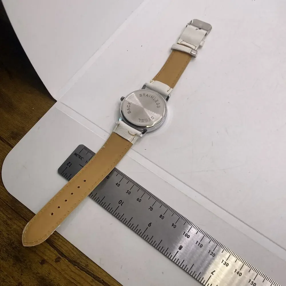 Womens Piano Silver White Band Watch New Battery
